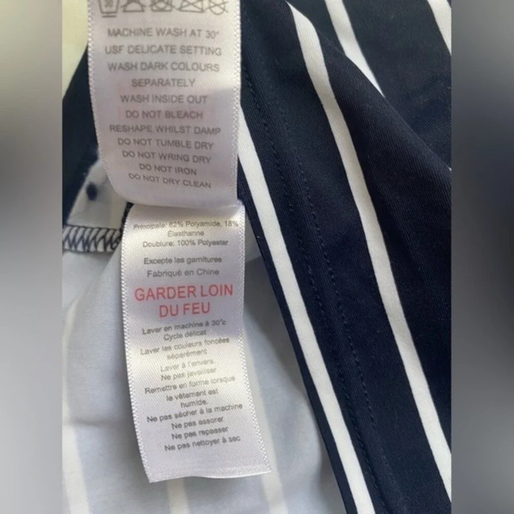 JoJo Maman Bebe Maternity Navy White Stripe Tankini Swim Top Size S